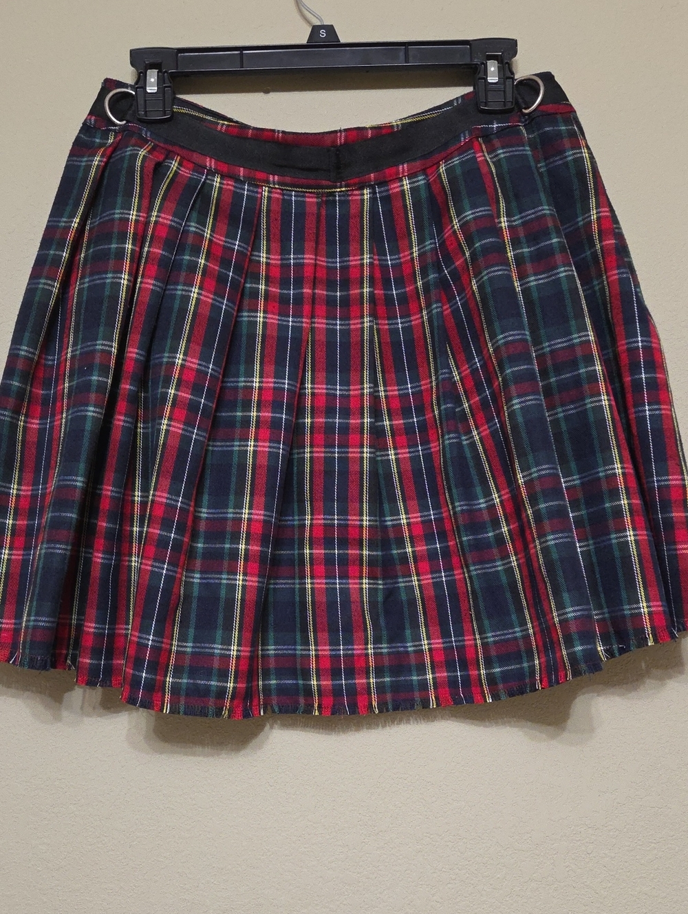 Current Mood Plaid Pleated Mini Skirt in Red and Green